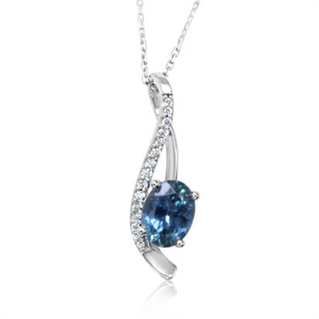 14K White Gold Montana Blue Sapphire Pendant