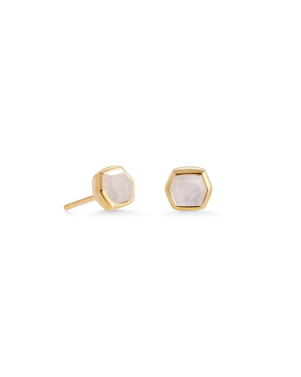 DAVIE STUD EARRINGS 18K GOLD VERMEIL RAINBOW MOONSTONE