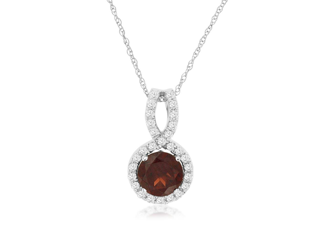 Garnet and Diamond Pendant Necklace