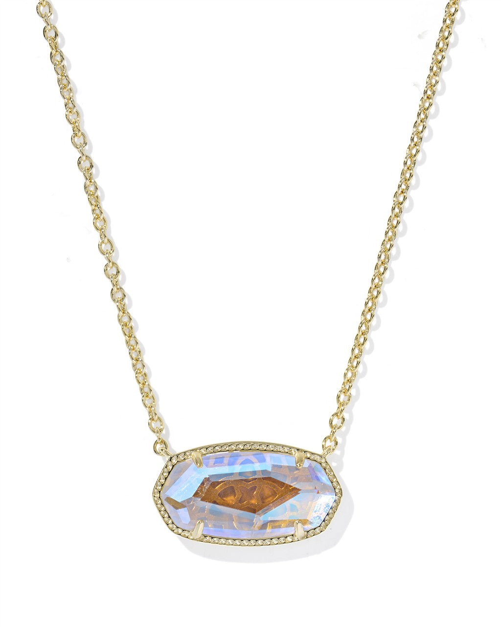 ELISA STATEMENT SHORT PENDANT NECKLACE GOLD DICHROIC GLASS