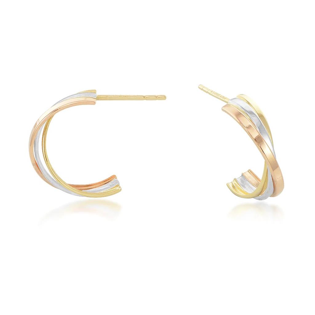 14K Tri-Tone Gold Nested Hoop Earrings