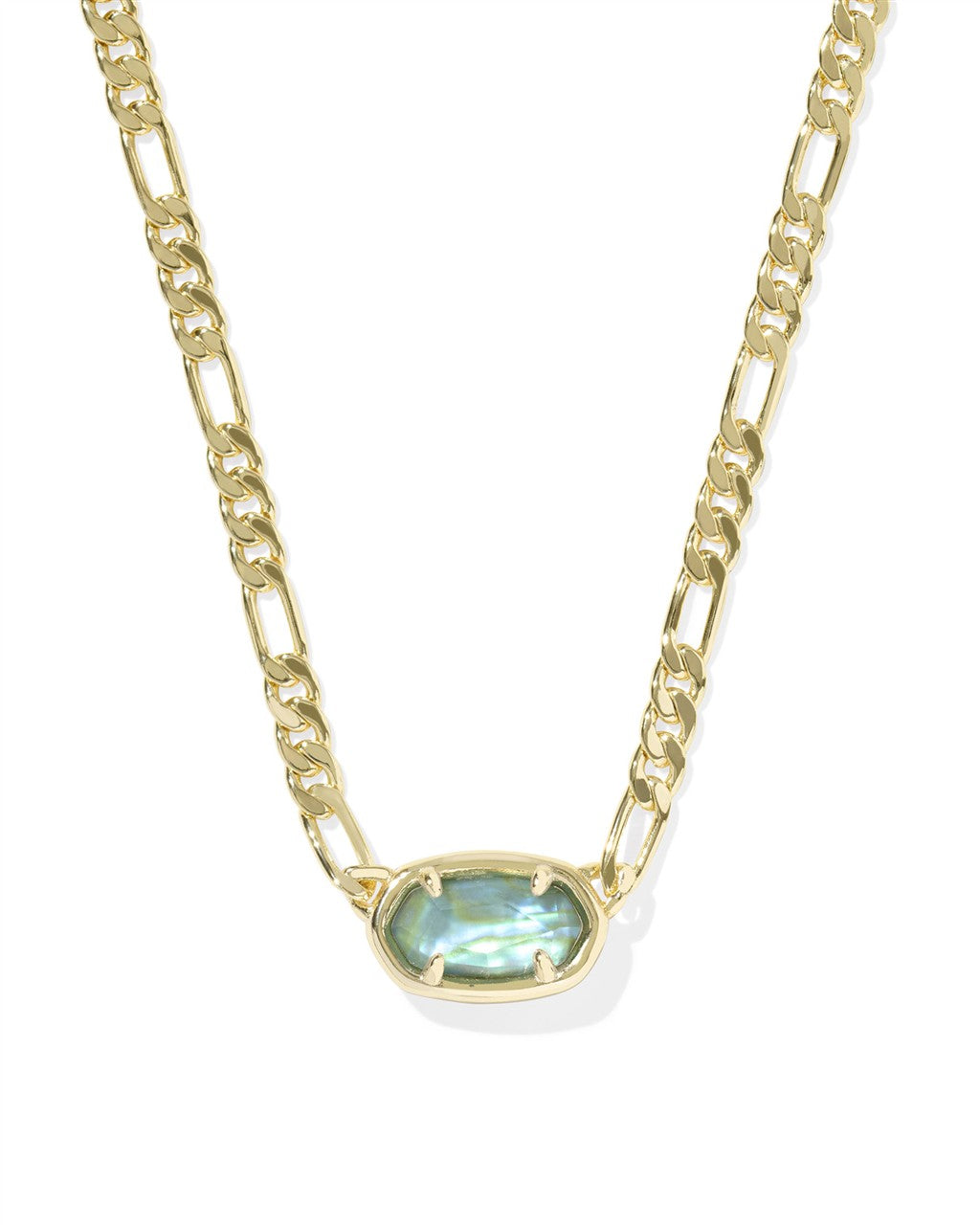 ELISA FIGARO CHAIN SHORT PENDANT NECKLACE GOLD DEEP AQUA ILLUSION