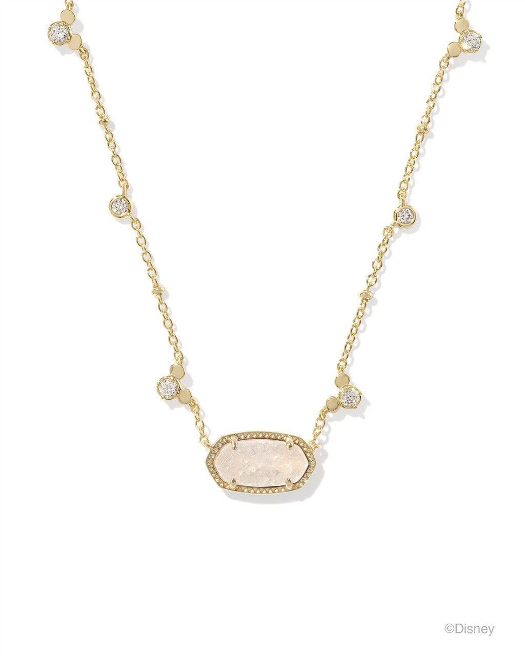 MICKEY MOUSE ELISA NECKLACE GOLD IRIDESCENT DRUSY