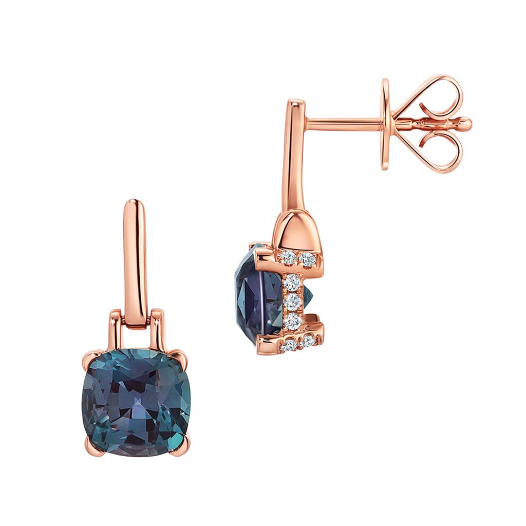 Chatham Alexandrite & Diamond Earrings