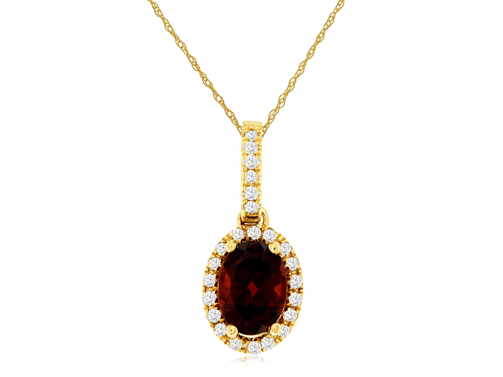 Garnet and Diamond Pendant Necklace