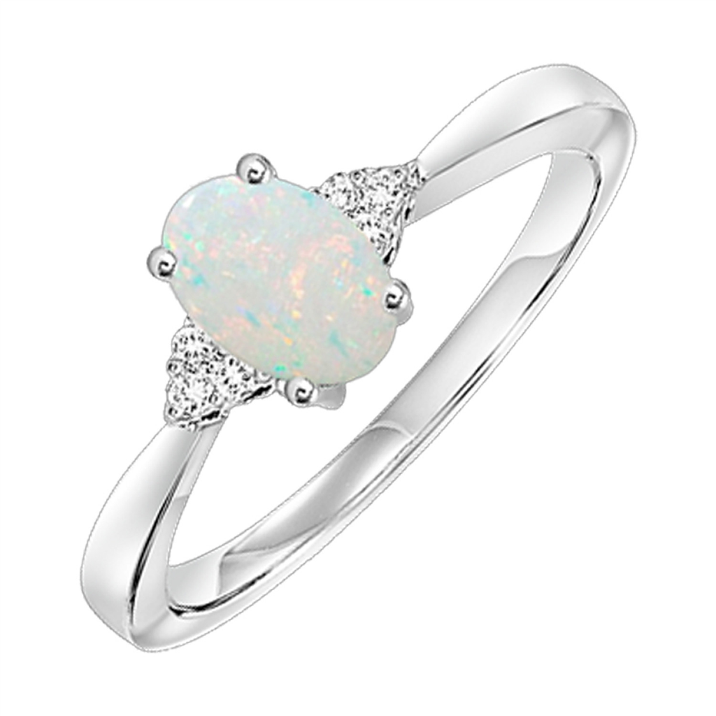 Opal and Diamond Gemstone Ring