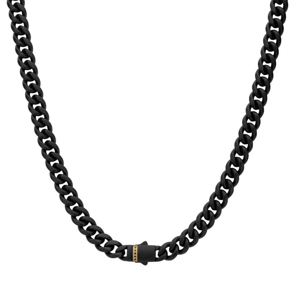 Mens Black IP Miami Cuban Chain Necklace