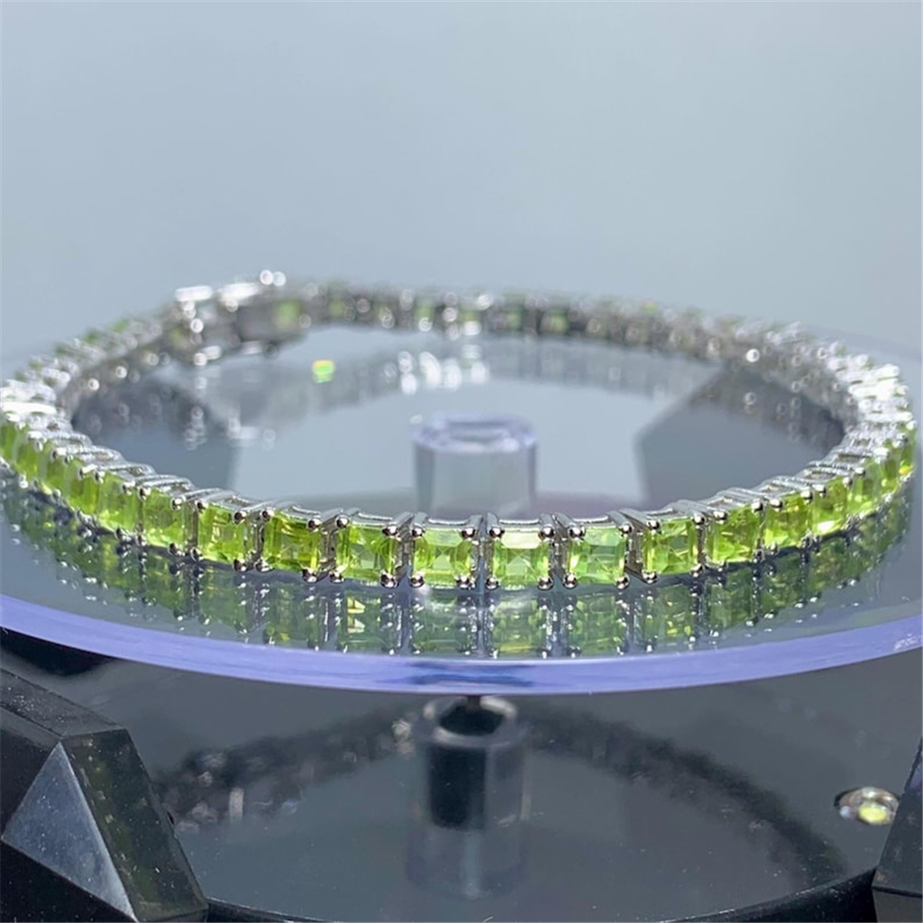 Sterling Silver Lab Grown Peridot Tennis Bracelet
