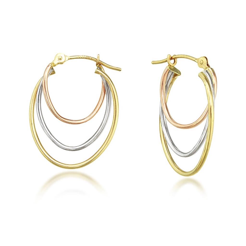 Tri-color Gold Polished Hoops