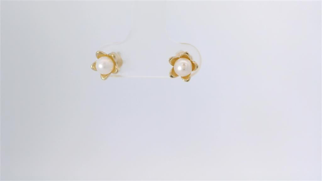 Candela Stud Flower with Pearl Earrings