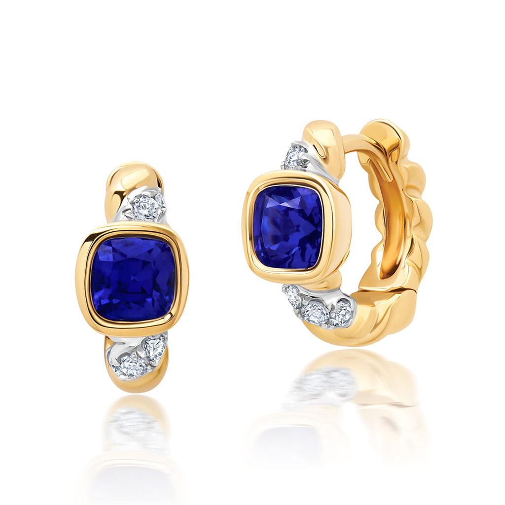 Blue Sapphire Huggies