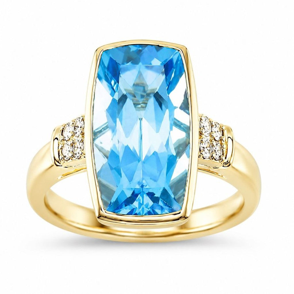 Blue Topaz and Diamond Ring