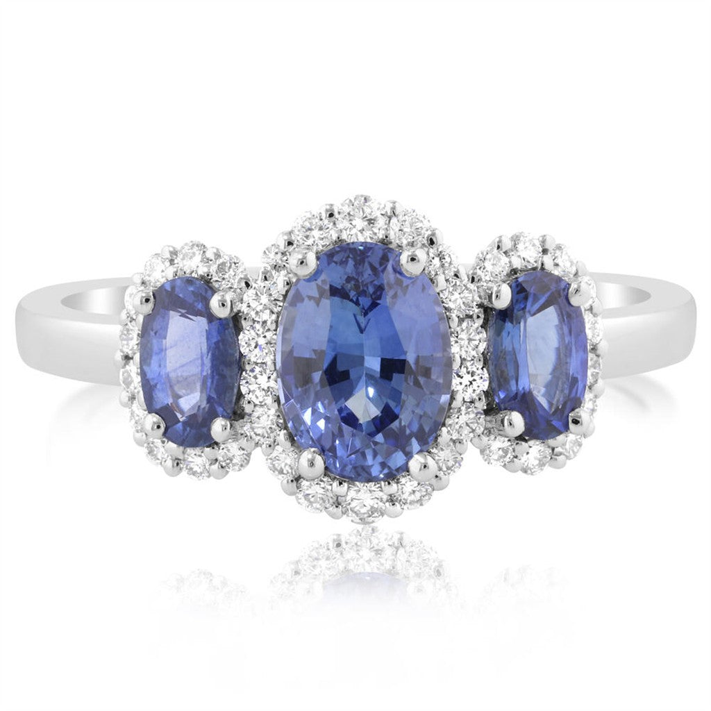 Platinum Sapphire and Diamond Ring