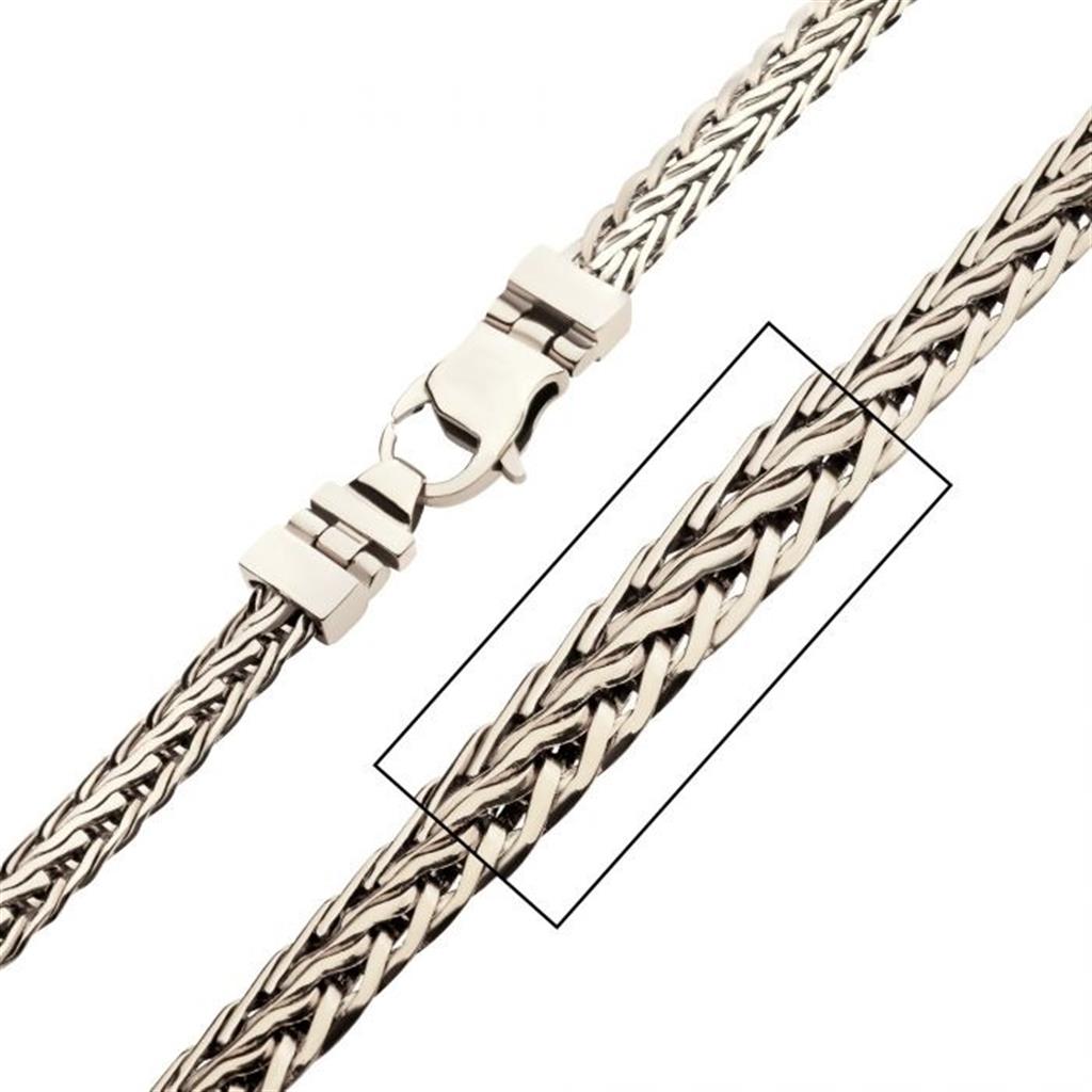 High Polished Finish Stainless Steel Double Diamond Cut Spiga Chain Necklace