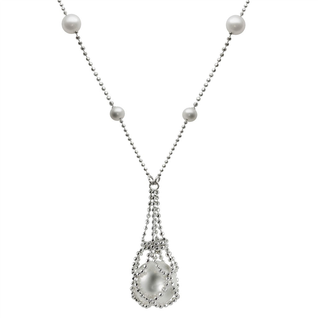 Sterling Silver Imperial Lace White Freshwater Cultured Pearl Pendant