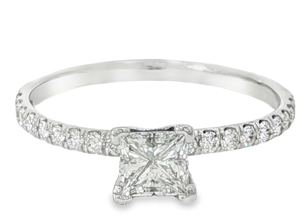 14K White Gold Princess-Cut Diamond Engagement Ring