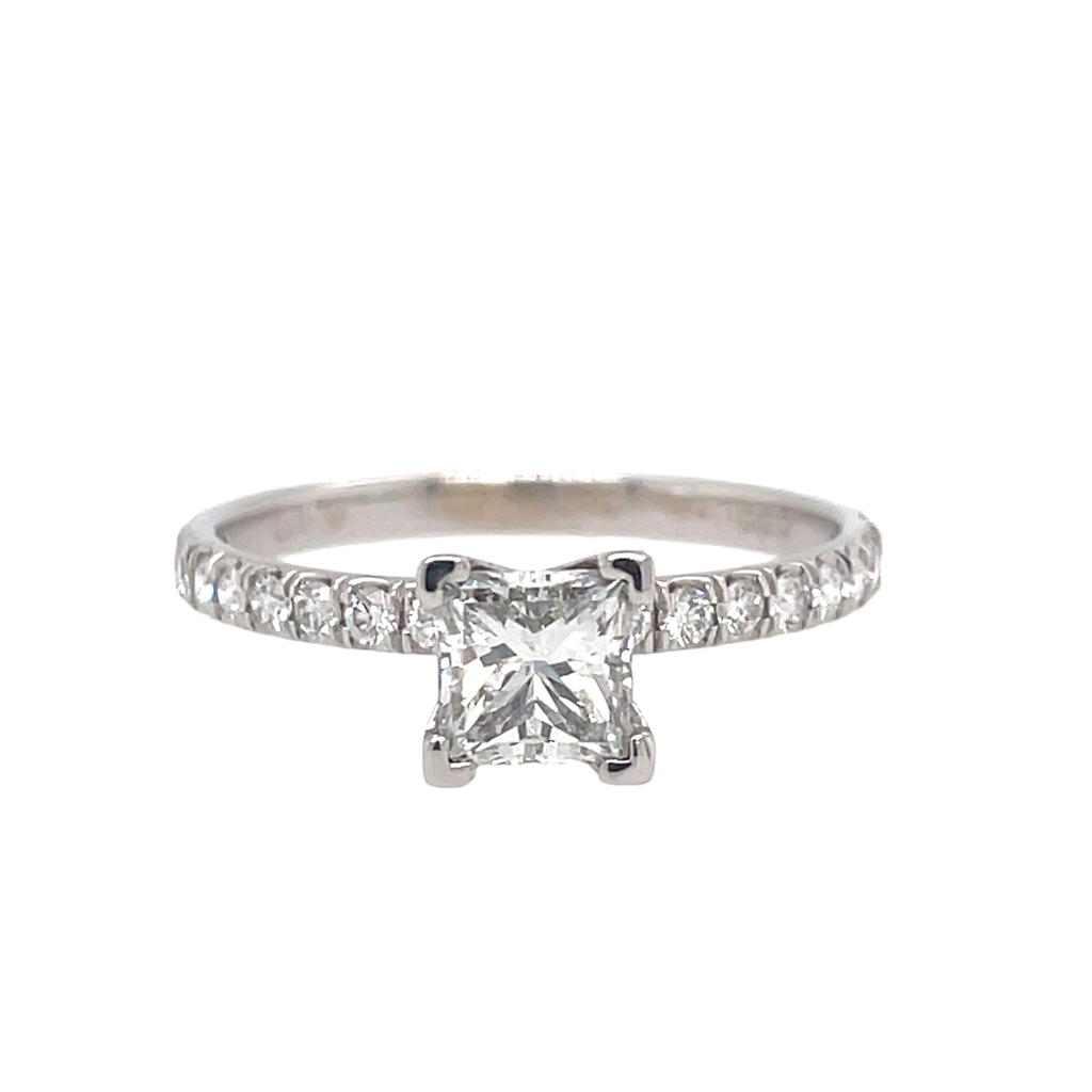 14K White Gold Princess-Cut Diamond Engagement Ring