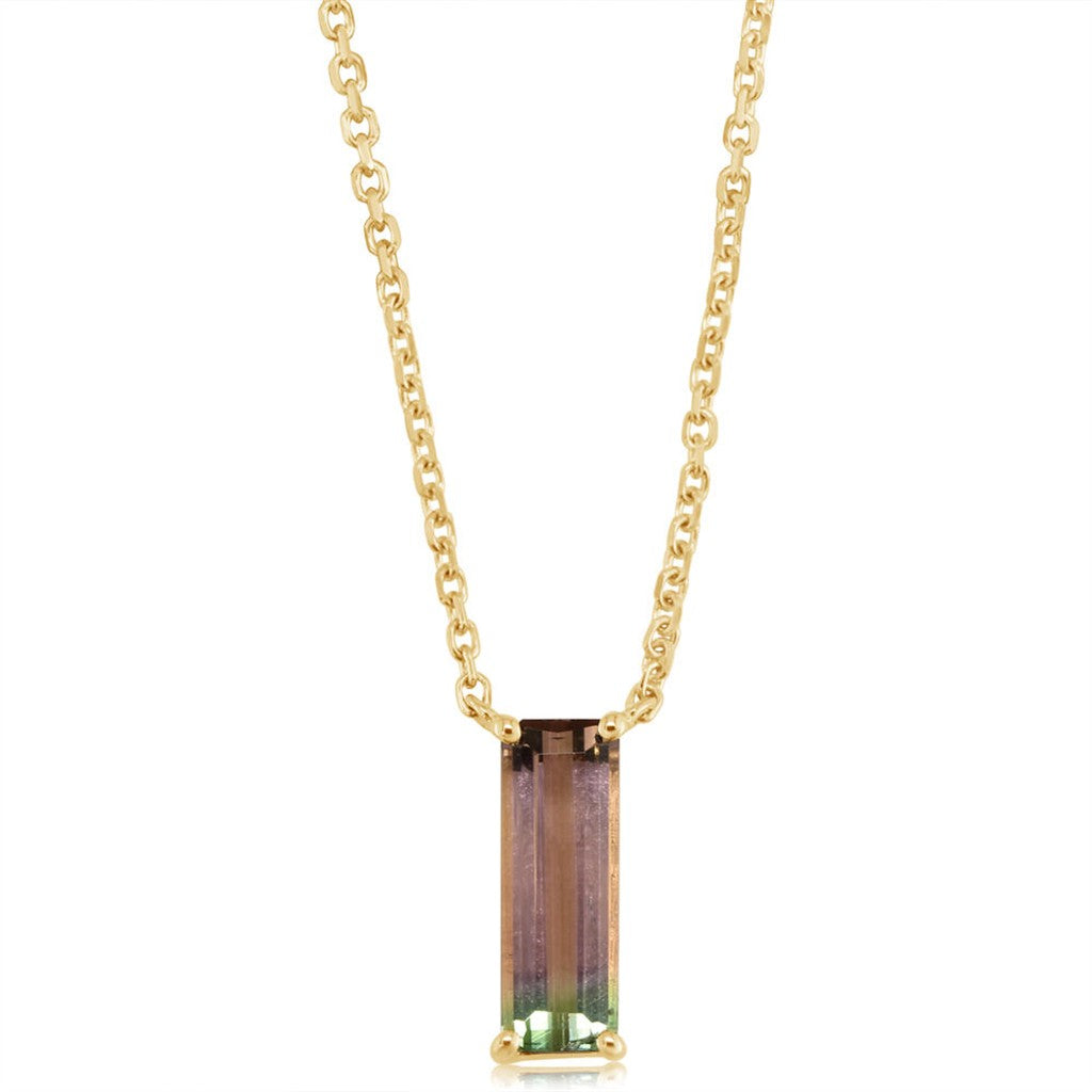 14k Yellow Gold Bi-Color Tournaline Necklace