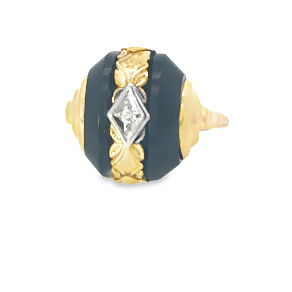 Black Onxy & Diamond Ring