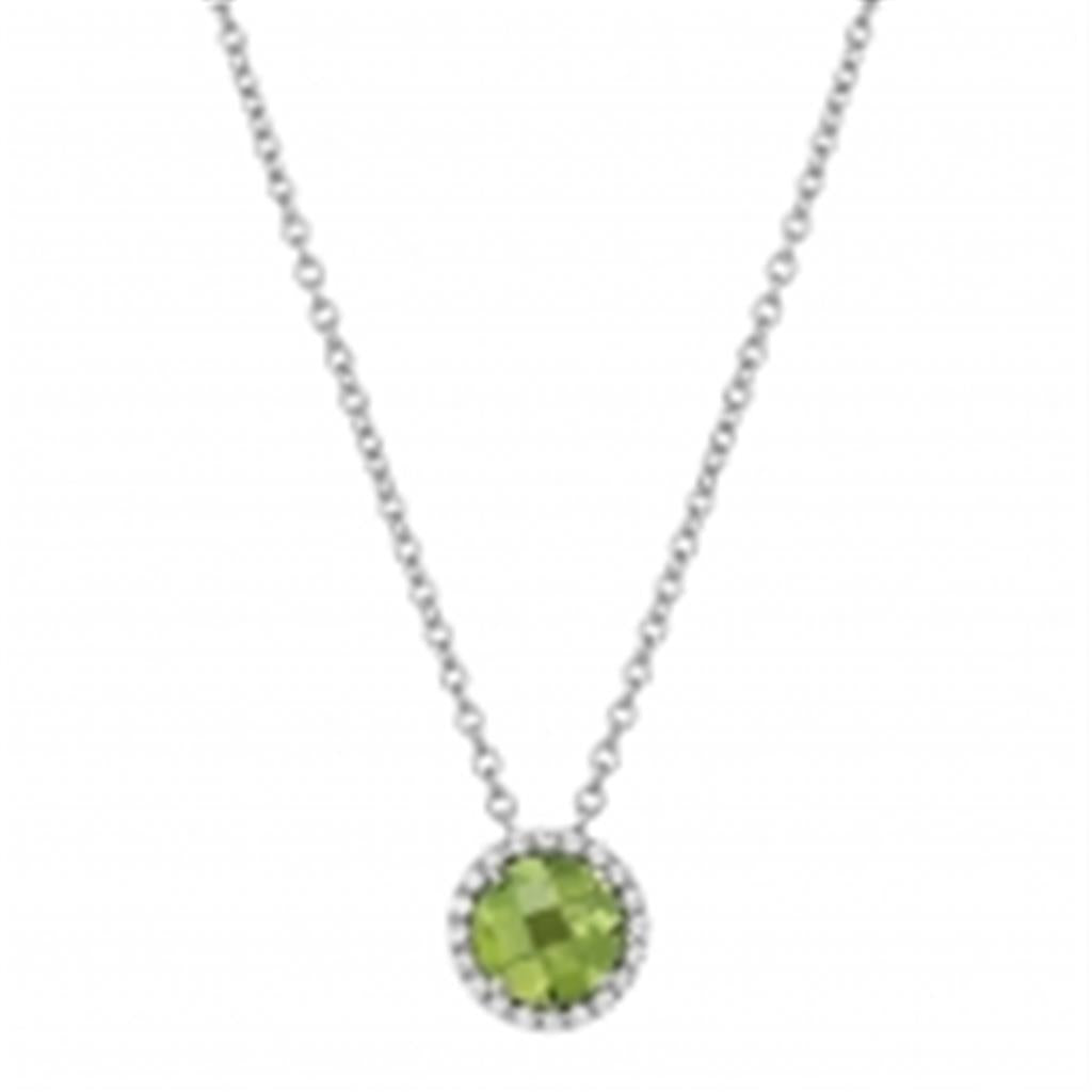 Peridot Pendant with Simulated Diamond Halo