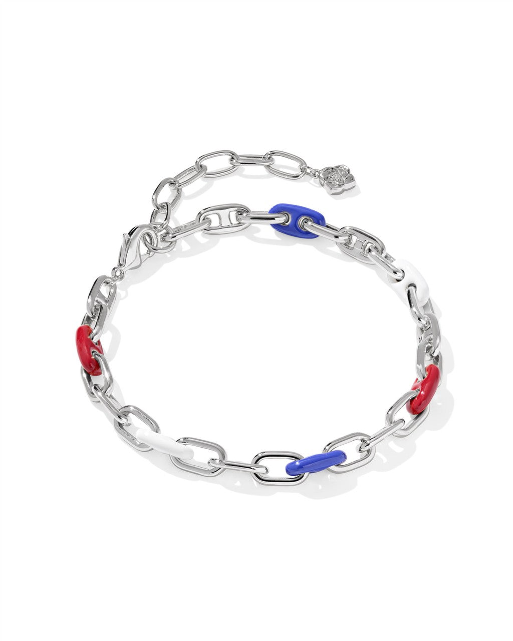 BAILEY CHAIN BRACELET SILVER RED WHITE BLUE MIX