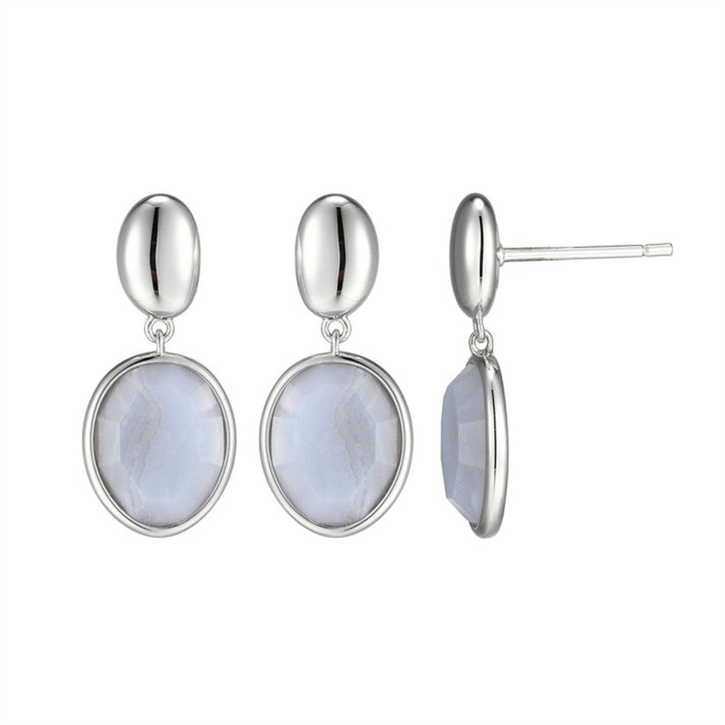 Elle Riviere Blue Lace Agate Drop Earrings