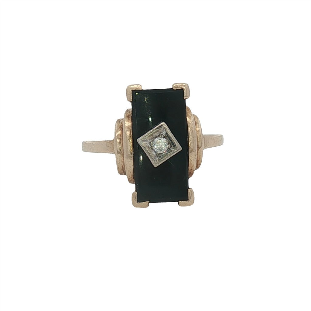 Estate Onyx & Diamond Ring