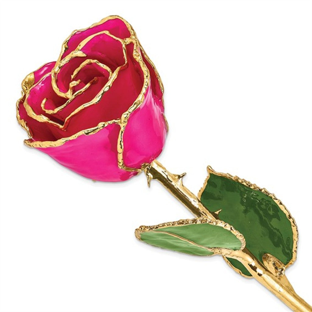 Lacquer-Dipped 24K Gold-Trimmed Lilac Pink Rose