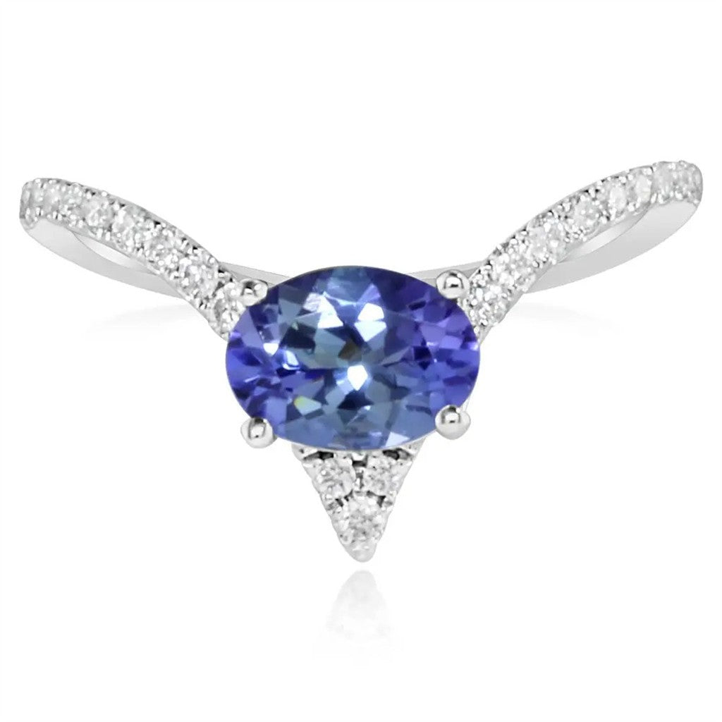 Peacock Tanzanite & Diamond Ring