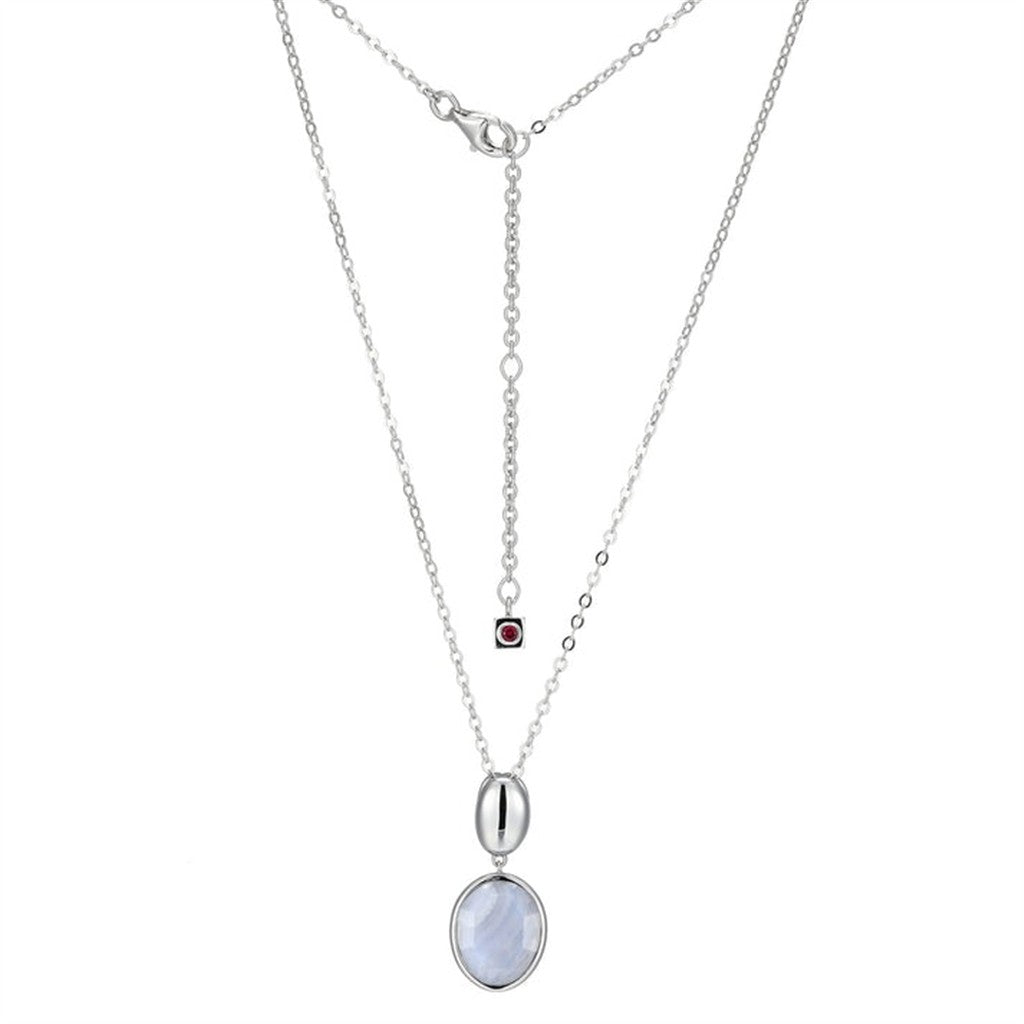 Elle Riviere Blue Lace Agate Pendant Necklace