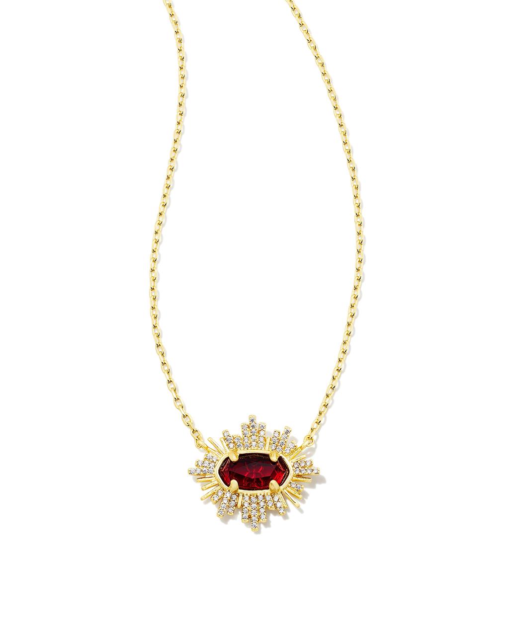 Kendra Scott Grayson Gold Sunburst Frame Pendant Necklace
