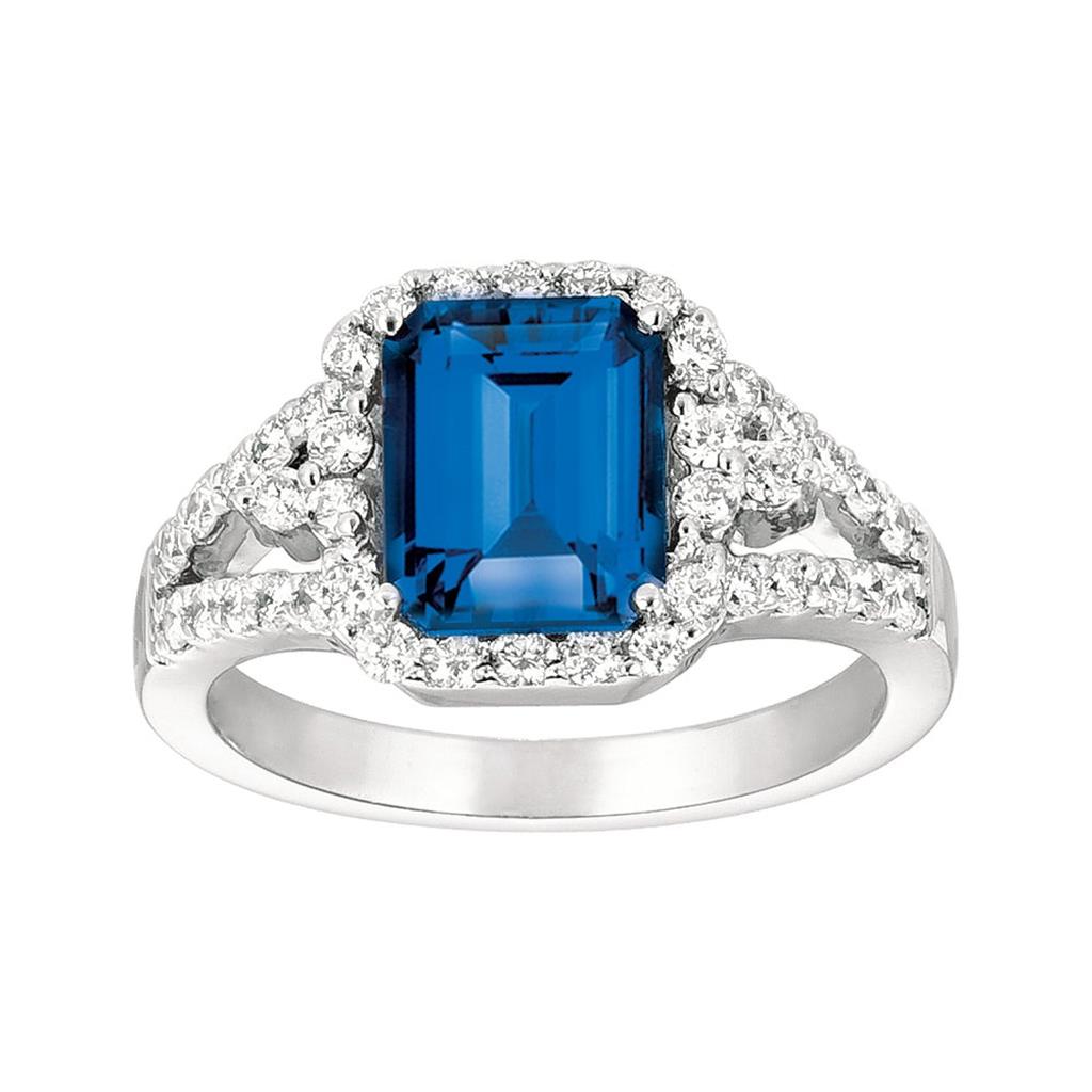Chatham Blue Sapphire & Diamond Ring